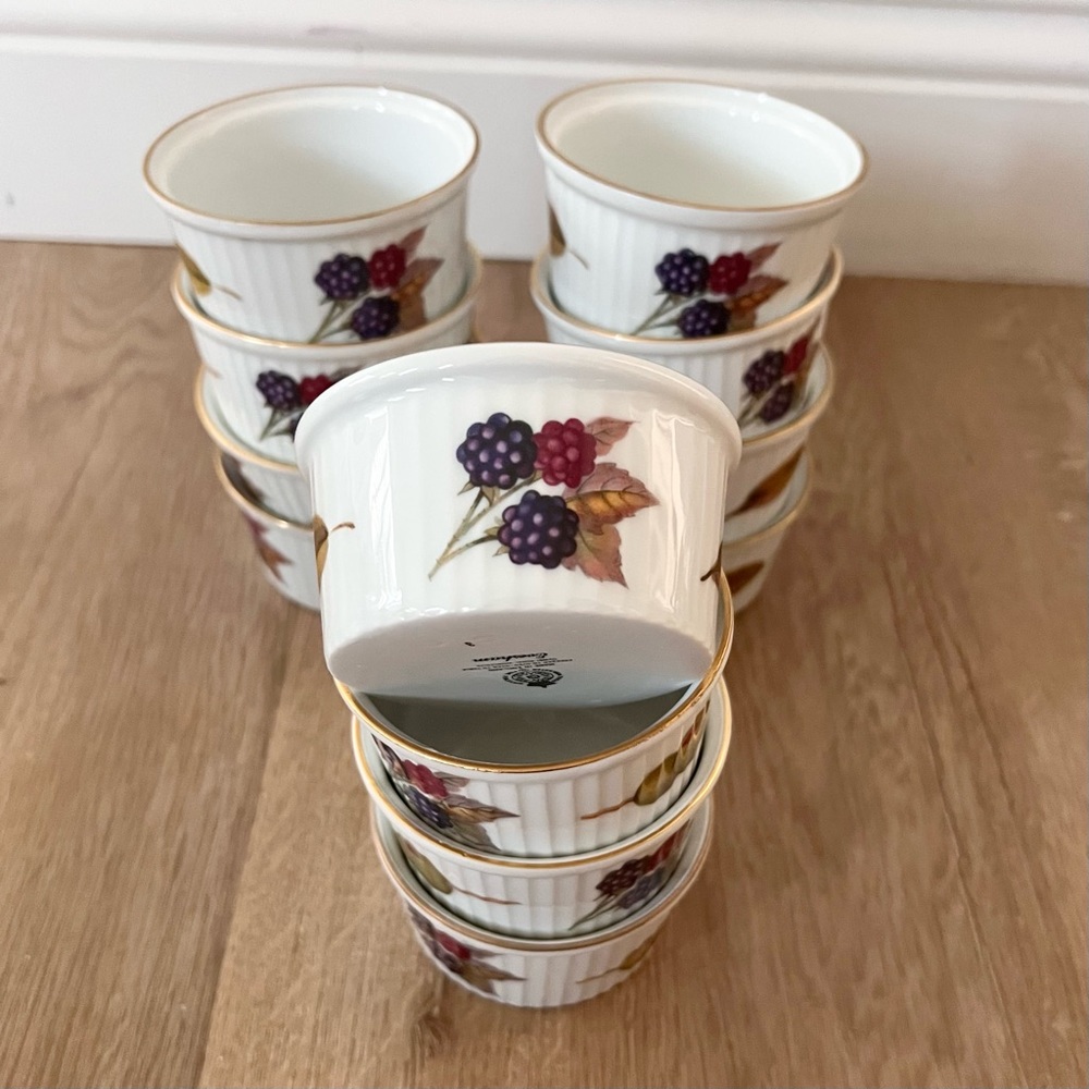 12 PCs‎ Vintage 1961 Royal Worcester Evesham Porcelain Ramekins Made In England